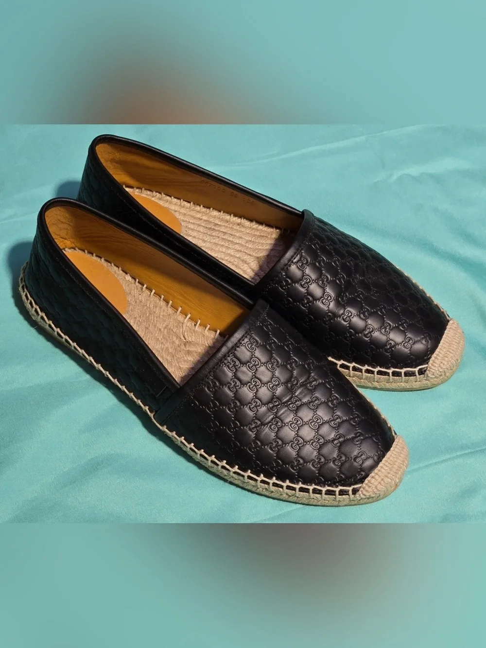 Gucci Microguccissima Leather Espadriles Black Size 9